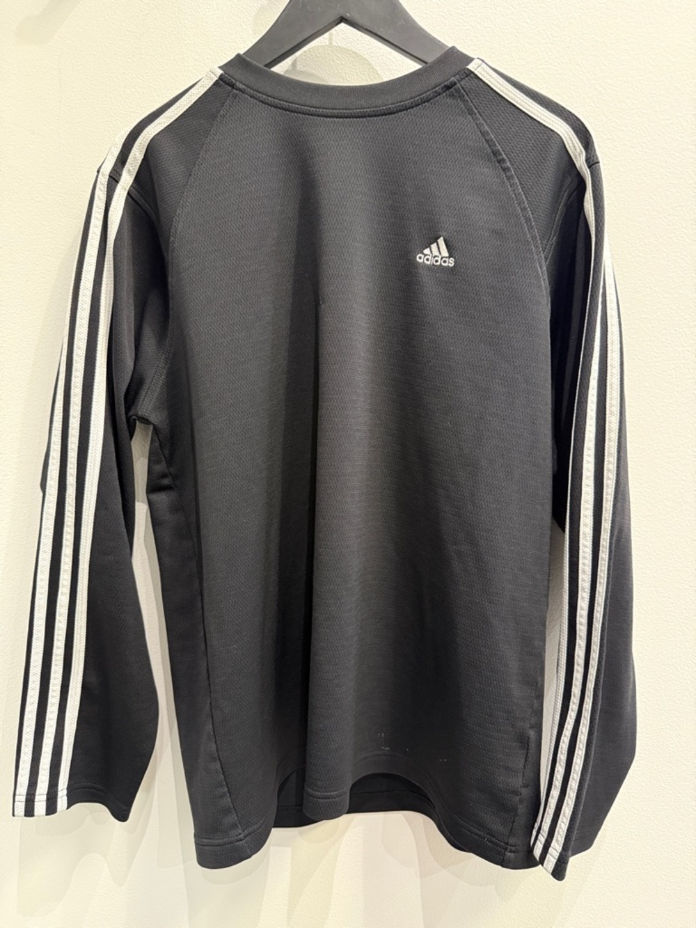 adidas Black Long Sleeve Crew with White Three-Stripes